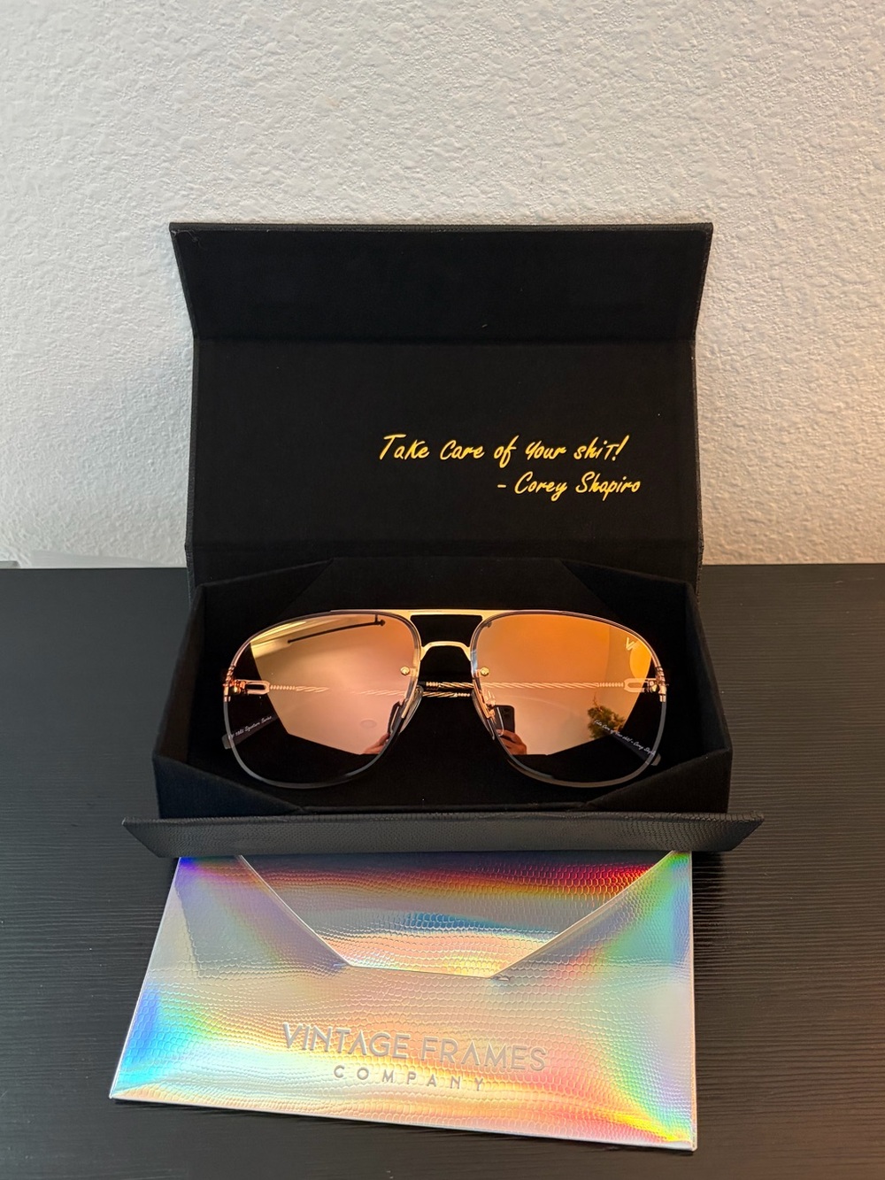 New in Box Unisex Gold Aviator Sunglasses from Vintage Frames Company